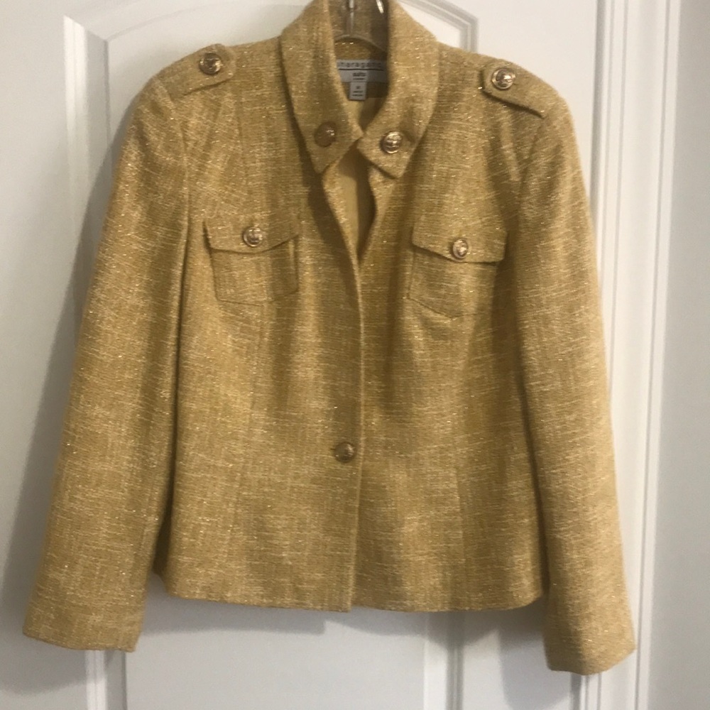 Sharagano brand jacket size 16 yellow with shimmery threading